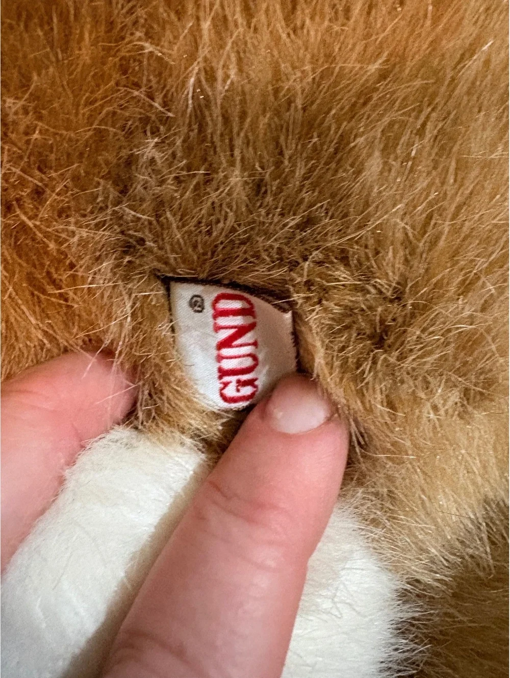 Vintage Gund Brown and White Plush Bunny Rabbit Stuffed Animal